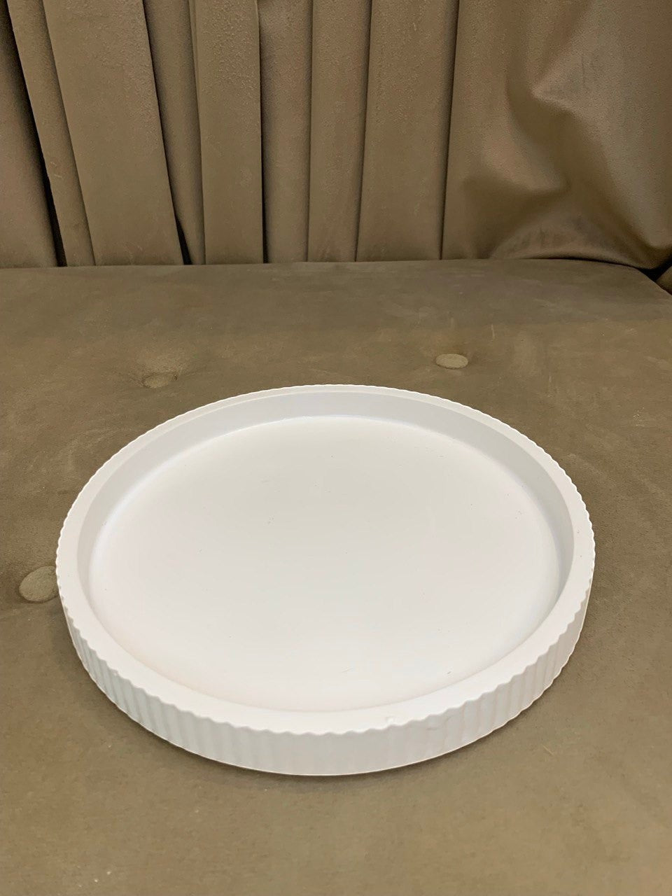 Ribbed Tray - Polished Concrete Fluted Round Coaster