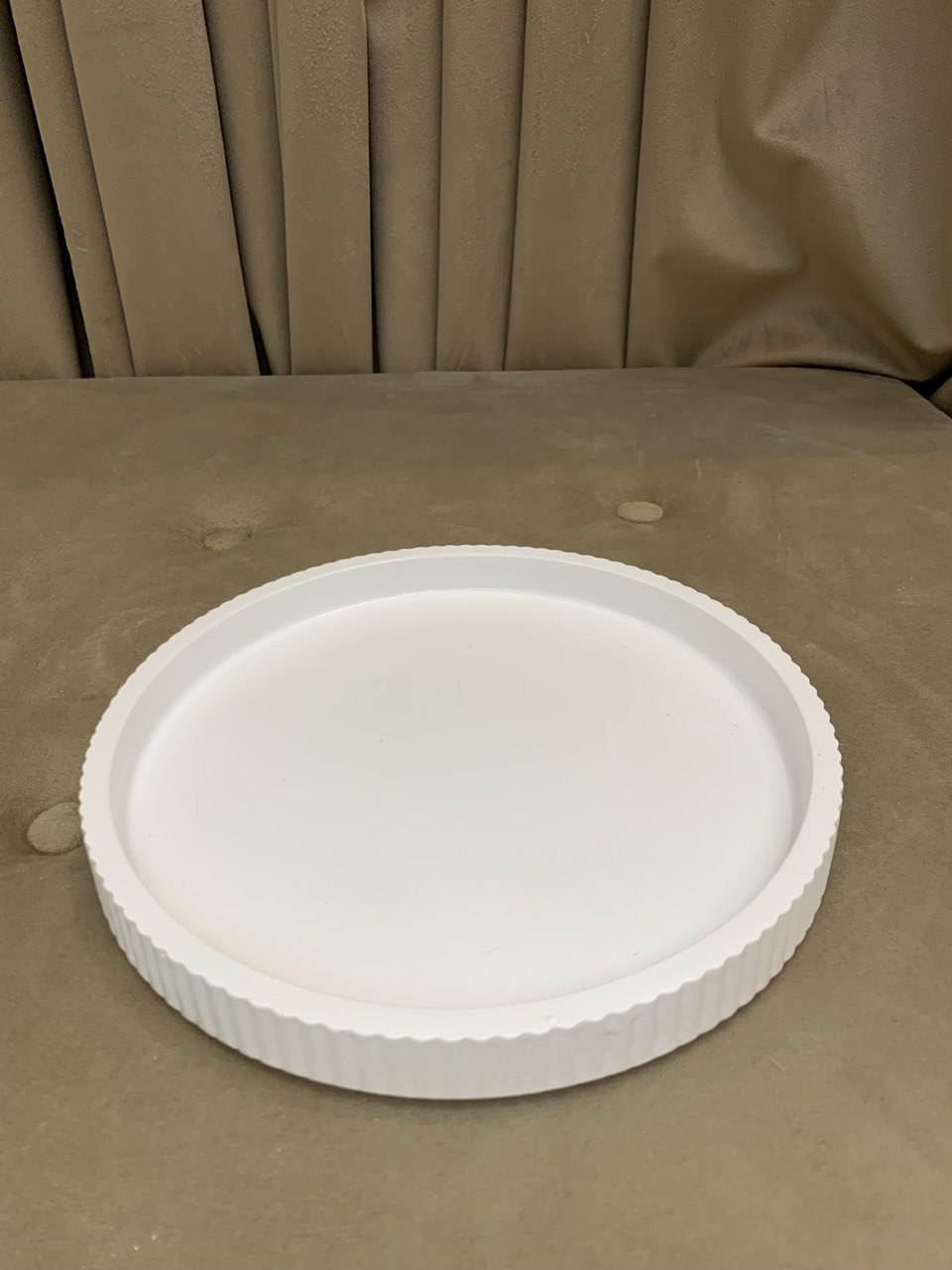 Ribbed Tray - Polished Concrete Fluted Round Coaster