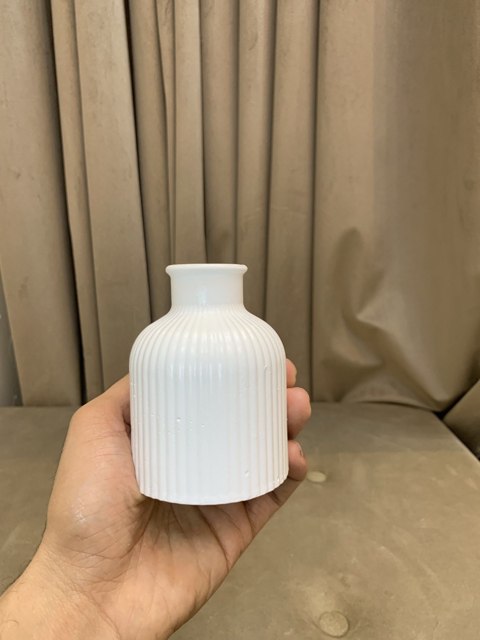 Fluted Bud Vase - Polished Concrete Ribbed Vase