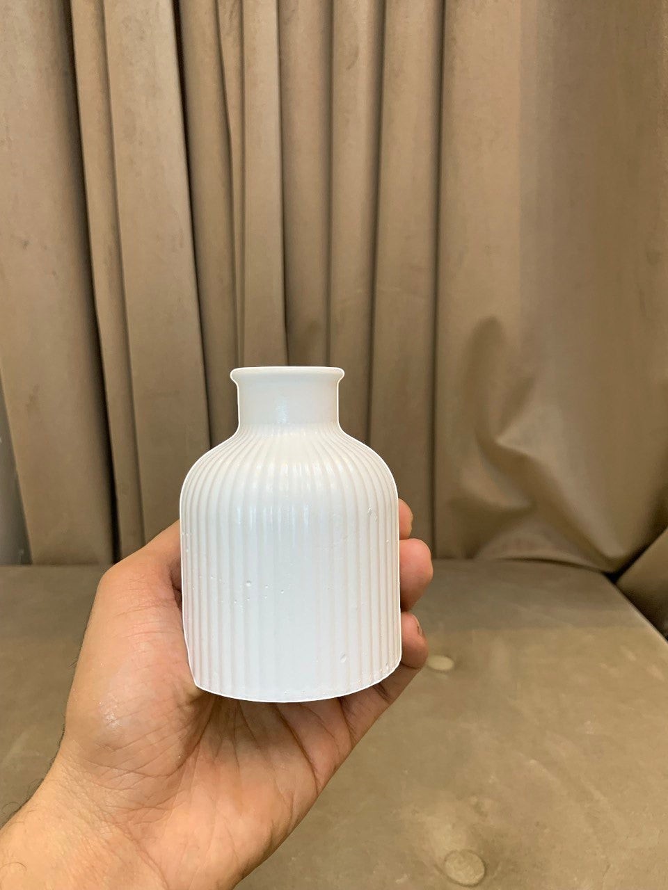 Fluted Bud Vase - Polished Concrete Ribbed Vase